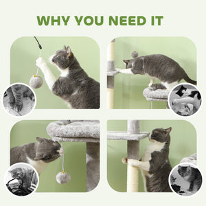 53" Cat Tree, Cat Tower with Scratching Posts, Cat Condo, Beds, Platforms, Toy Balls for Indoor Cats – view 12