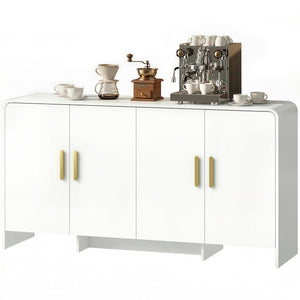 60" Sideboard Buffet Cabinet with Soft Close Doors, TV Stand for TVs up to 72 Inch, White Wood Grain