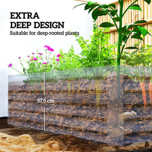 6' x 3' x 2' Raised Garden Bed, Galvanized Planter Box for Growing Flowers, Herbs and Vegetables, Brown – view 24