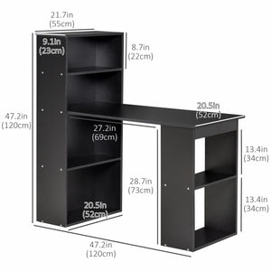 Modern Computer Desk with Storage Shelves, 47" Writing Table Workstation with Bookshelf for Home Office – view 2