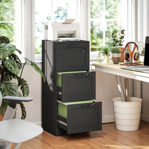 Vertical Filing Cabinet with 2 Drawers, Lock, File Cabinet for Home Office, A4 and Letter Size Files, White – view 14