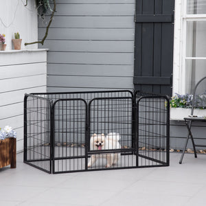 32"W 4-Panel Metal Dog Pen Exercise Pet Playpen Dog Indoor/Outdoor Fence, Black