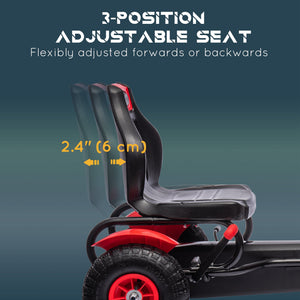 Aosom Pedal Go Kart for Kids, Pedal Car with Adjustable Bucket, Handbrake, 4 Rubber Wheels Powered Ride