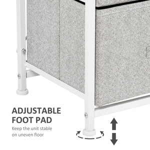Linen Drawer Cabinet Organizer Storage Dresser Tower with 4 Removable Drawer Metal Frame Adjustable Feet for Living Room, Kitchen, Bathroom, Black