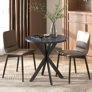 29" Dining Table, Contemporary Round Kitchen Table with Steel Legs, Black