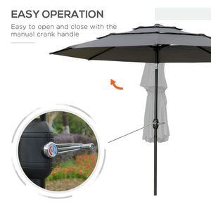 9FT 3 Tiers Patio Umbrella Outdoor Market Umbrella with Crank, Push Button Tilt for Deck – view 11