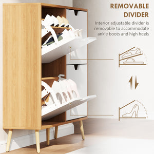 Shoe Storage Cabinet with 4 Flip Drawers and Adjustable Shelf, Shoe Cabinet for 8-16 Pairs of Shoes, Black – view 12