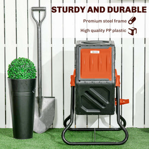 Rotating Composter, Compost Bin with 24 Vents and Steel Legs, 17 Gallon, Green