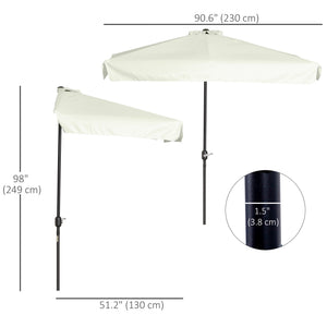 9.8ft Half Umbrella Semi Round Patio Parasol with Crank Handle, Top Vent for Garden – view 35