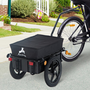 Aosom Multi-Functional Bike Trailer Steel Large Bike Luggage Cart Carrier Black