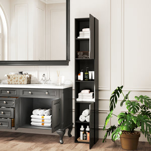 Tall Bathroom Cabinet, High Gloss Storage Cabinet with Doors and Adjustable Shelves, 11.8" x 11.8" x 71.5" – view 7