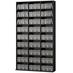 Media Storage Cabinet, 9-Tier DVD Shelf with 21 Adjustable Shelves, Holds 835 CDs
