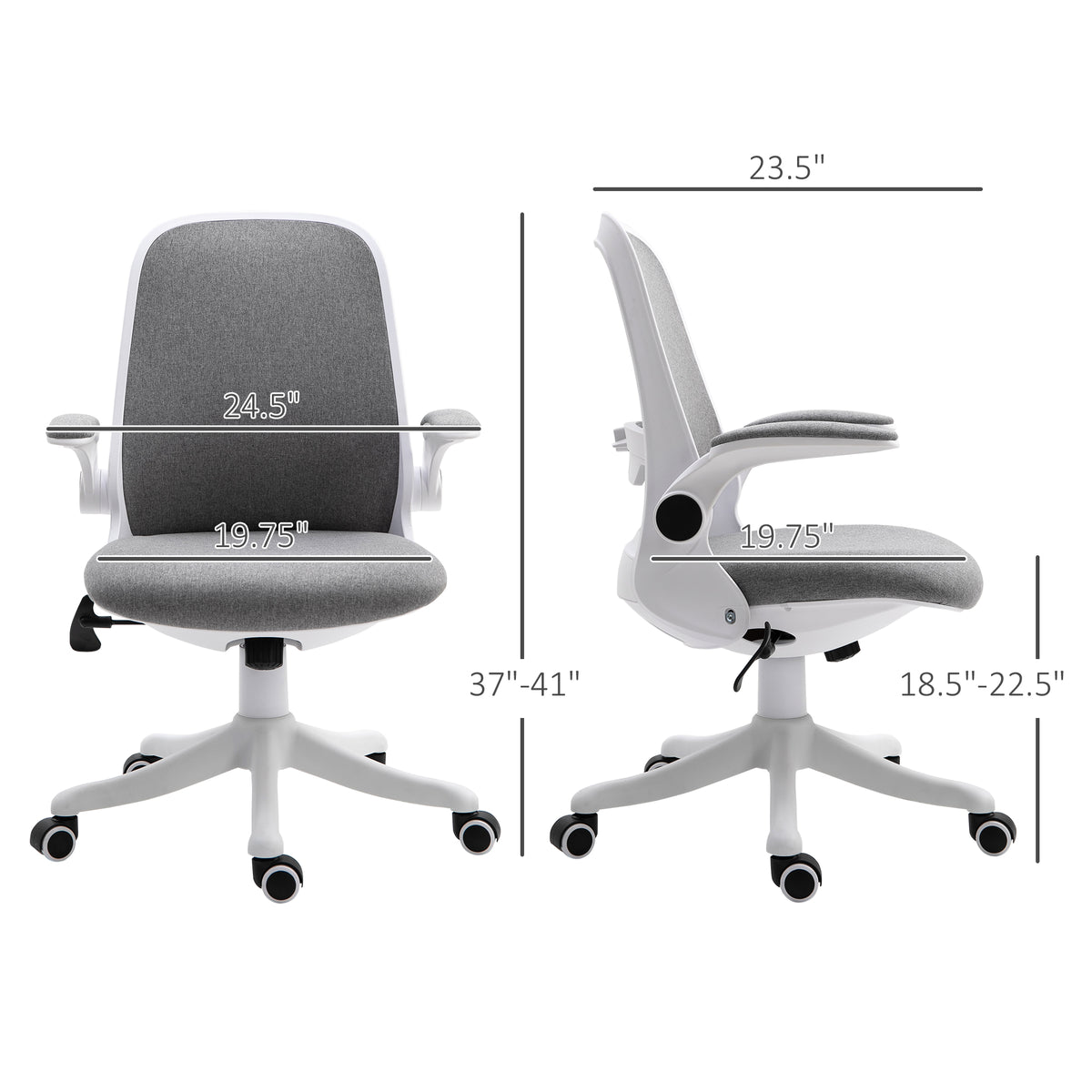 360° Swivel Office Chair Task Chair, Breathable Fabric Computer Chair with Flip-up Arms and Adjustable – view 2