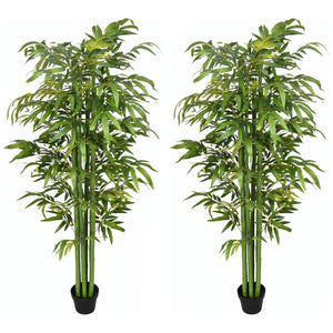 Set of 2 6 FT Artificial Tree Bamboo Tree Fake Plants in Pot for Home Office Living Room Decor, Green