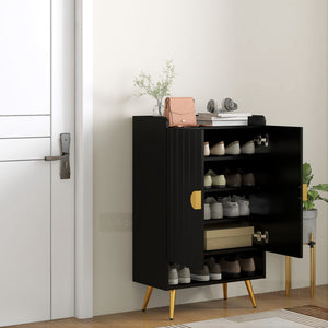 Entryway Shoe Storage Cabinet, Narrow Shoe Cabinet with Adjustable Shelves and Open Shelf for 15 Pairs of – view 28