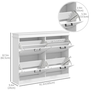 Shoe Storage Cabinet with 4 Flip Drawers and Adjustable Shelves, Narrow Shoe Cabinet for 20 Pairs of Shoes, White