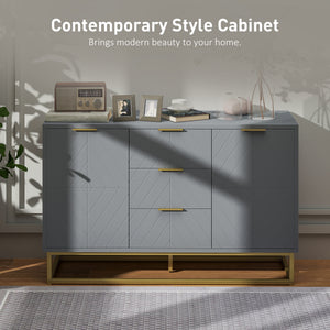 47" Storage Cabinet with Doors, Adjustable Shelves, 3 Drawers, Metal Legs for Kitchen Storage, Home Use – view 10