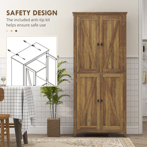 72" Freestanding Storage Cabinet, Kitchen Pantry Cabinet with Doors and Shelves for Dining Room, Natural – view 19