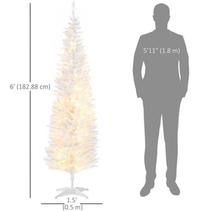 6' Pre Lit Artificial Pencil Christmas Trees, Xmas Tree with Realistic Branches and Warm White LED Lights – view 23