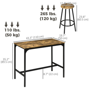 5-Piece Bar Table Set for 4, Industrial Counter Height Bar Table and Chairs for Kitchen, Dining Room, Grey – view 9
