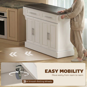Stainless Steel Kitchen Island with Storage and Stainless Steel Top, Kitchen Trolley with Drawers – view 20