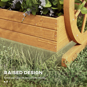 Wooden Wagon Planter Box, 3-Tier Raised Garden Bed, for Vegetables Flowers Herbs, 24" x 24" x 22", Natural