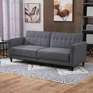 Convertible Bed with Couch, Button Tufted Fabric Sofa Bed with Adjustable Back for Living Room – view 7