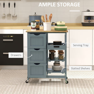 Kitchen Cart on Wheels, Rolling Kitchen Island Cart with Wood Top – view 10