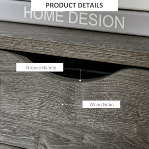Nightstand with 2 Drawers, Industrial Side Table with Storage Shelf, Accent End Table for Bedroom, Living Room, Grey