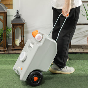 5.8 Gallon RV Waste Tank, Water Container with Collapsible Handle and Wheels, Portable Water Tank for Camping, Grey