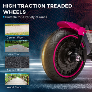 Aosom 6V Kids Motorcycle with Training Wheels, Foot Pedal, Headlight, Music, Forward/Reverse, Single-Button Start