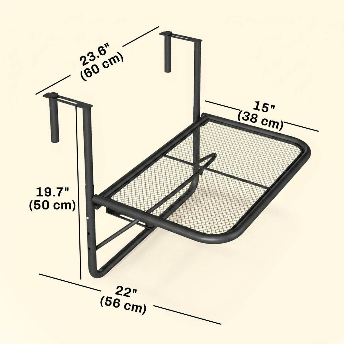 Adjustable Balcony Hanging Railing Table, Metal Mounting Mini Wall Desk Storage Rack – view 2