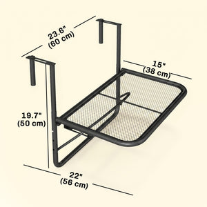 Adjustable Balcony Hanging Railing Table, Metal Mounting Mini Wall Desk Storage Rack – view 2