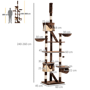 94"-102" Huge Cat Tree Ceiling High Cat Condo Scratching Post Activity Center Multi-Level Play House Light – view 9