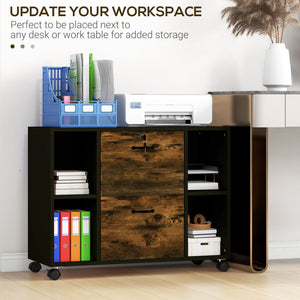 Lateral Filing Cabinet with Wheels and Lockable Drawer, File Cabinet – view 10
