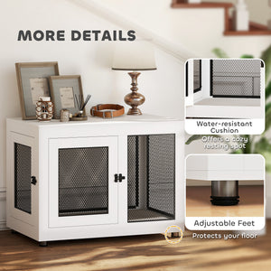 Pet Crate End Table with Water-resistant Cushion or Large Medium Dogs, Black – view 13