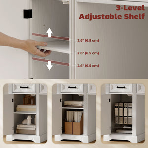 58" Home Office Desk with Soft-Close Drawers, Farmhouse Executive Desk with File Drawer for Letter Size, White