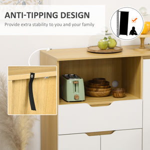 Modern Microwave Stand, Microwave Cabinet with Drawer, Storage Cupboards and Cable Hole for Kitchen, Dining Room, White