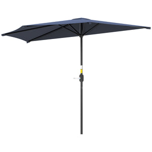 9.8ft Half Umbrella Semi Round Patio Parasol with Crank Handle, Top Vent for Garden – view 9