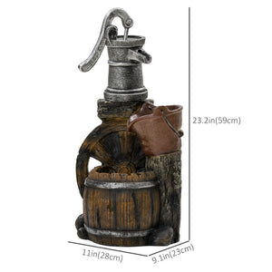 Wine Jars Outdoor Waterfall Fountain with Adjustable Flow, 4-Tier Rustic Resin Cascading Water Fountain, Decorative Backyard Water Feature for Zen Garden, Deck, Porch