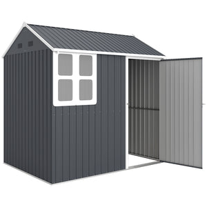 8.5' x 5.5' Metal Garden Storage Shed, Outdoor Tool Storage House with Lockable Door, Vents, Sloped Roof – view 9