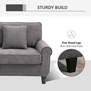 Modern 3 Seater Sofa, Corduroy Fabric 3 Seater Couch with Pine Wood Legs and Rolled Armrests for Living – view 18