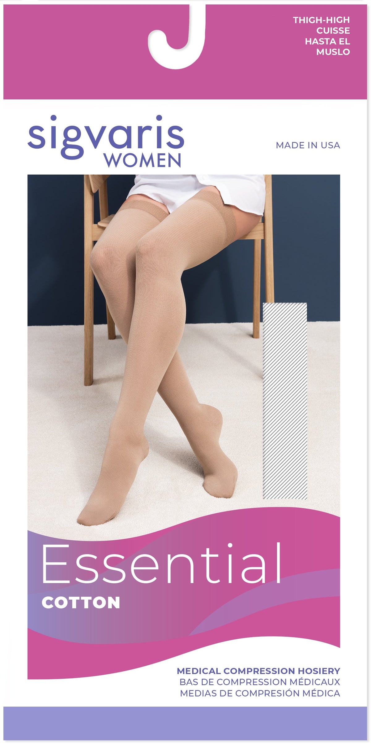 Sigvaris Essential Cotton 20-30 mmHg Thigh High Closed Toe for Women