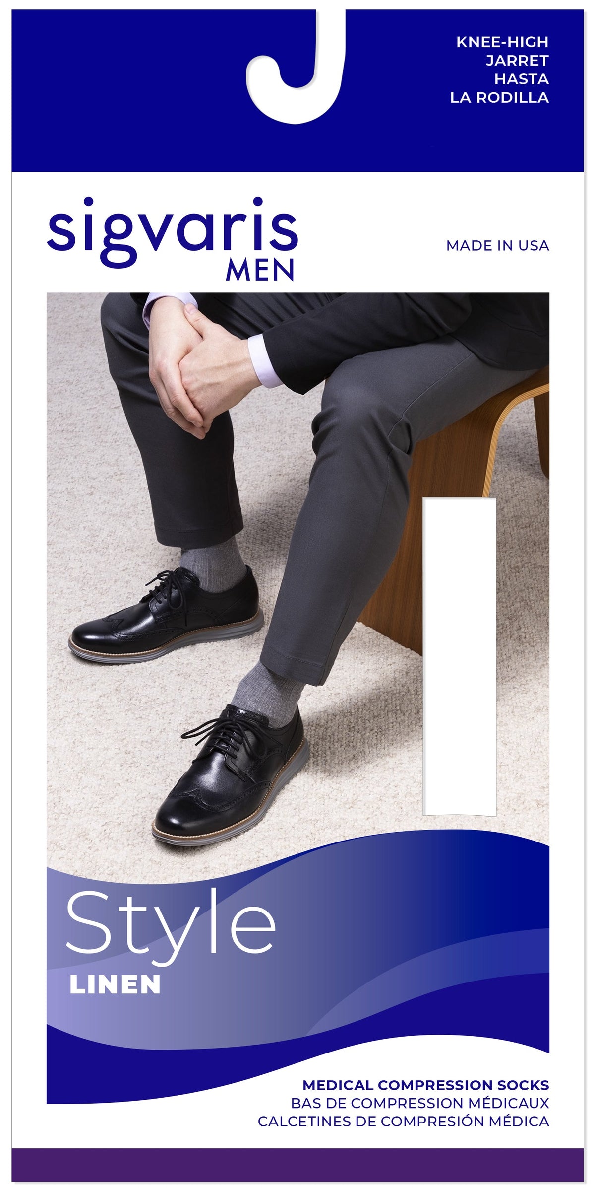 Sigvaris 250 Linen 20-30 mmHg Knee High Closed Toe for Men