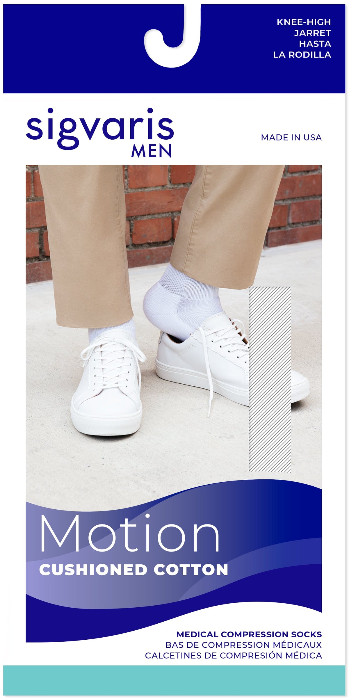 Sigvaris Motion Cushioned Cotton 20-30 mmHg Knee High Closed Toe for Men