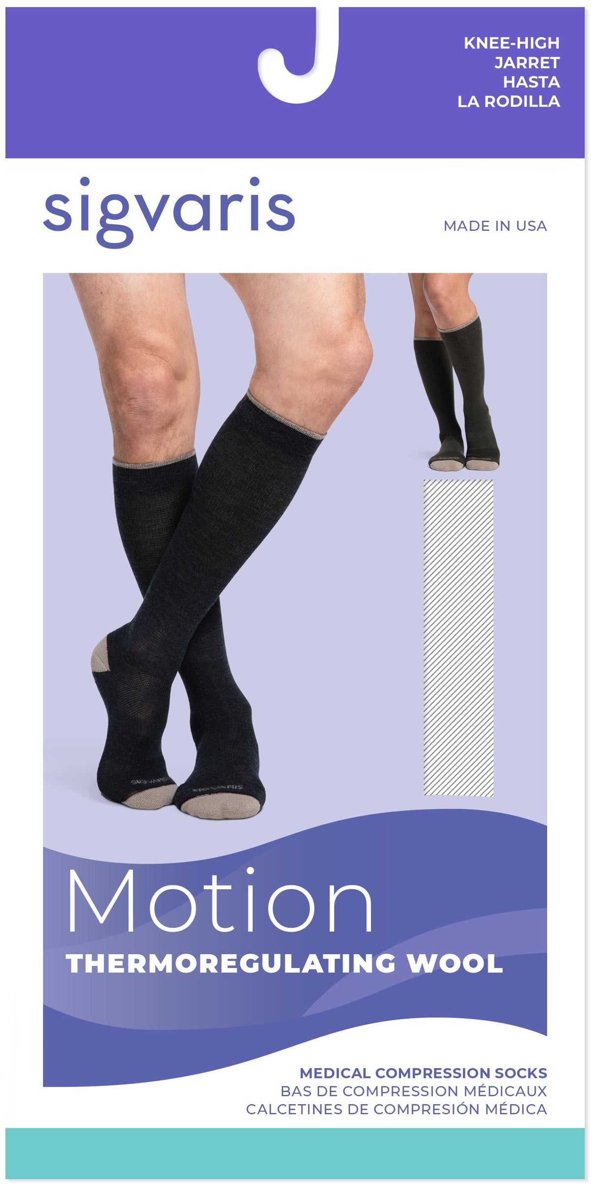Sigvaris Motion Thermoregulating Wool 20-30 mmHg Knee High Closed Toe for Men