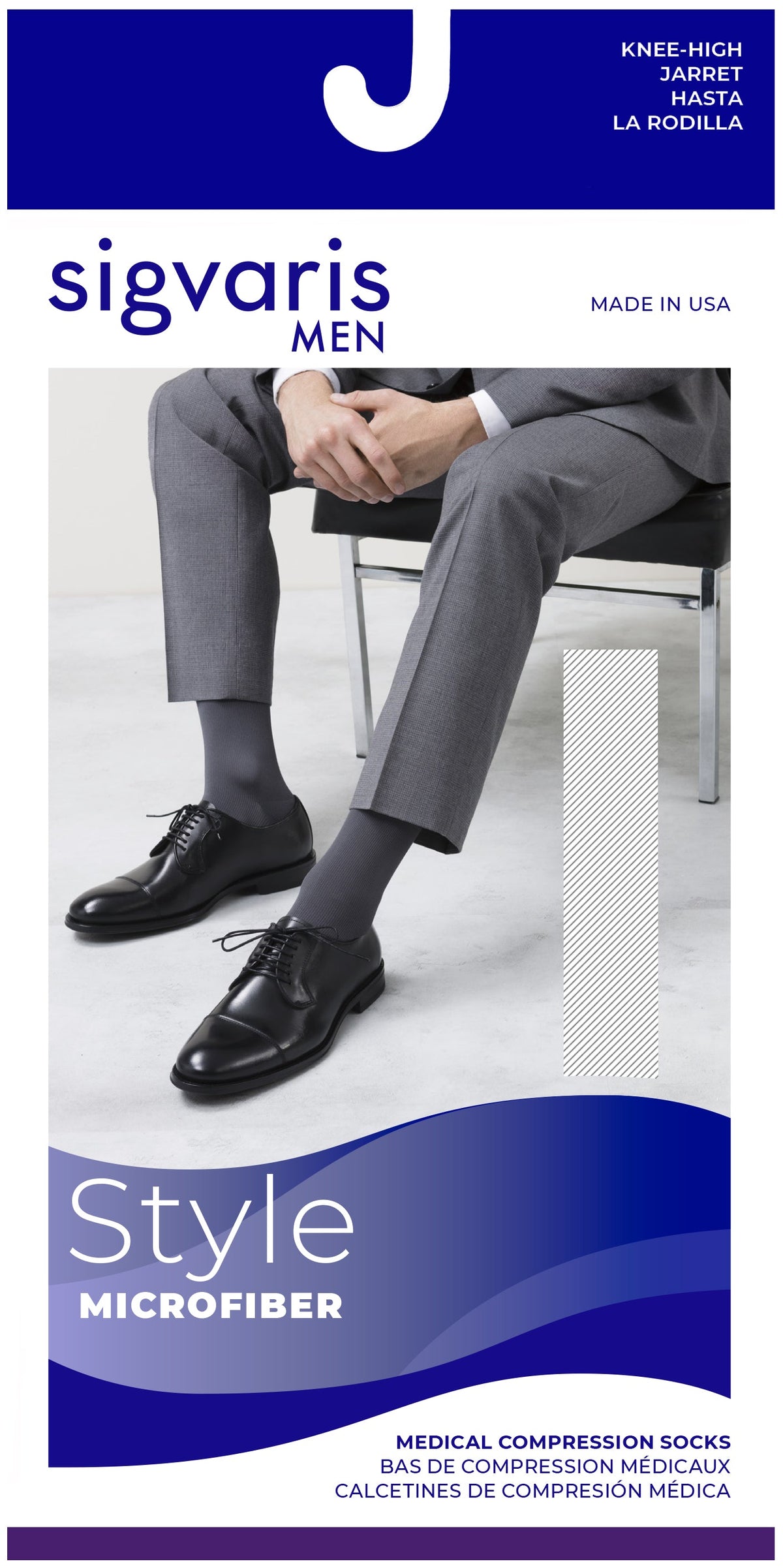 Sigvaris Style Microfiber 20-30 mmHg Knee High Closed Toe for Men