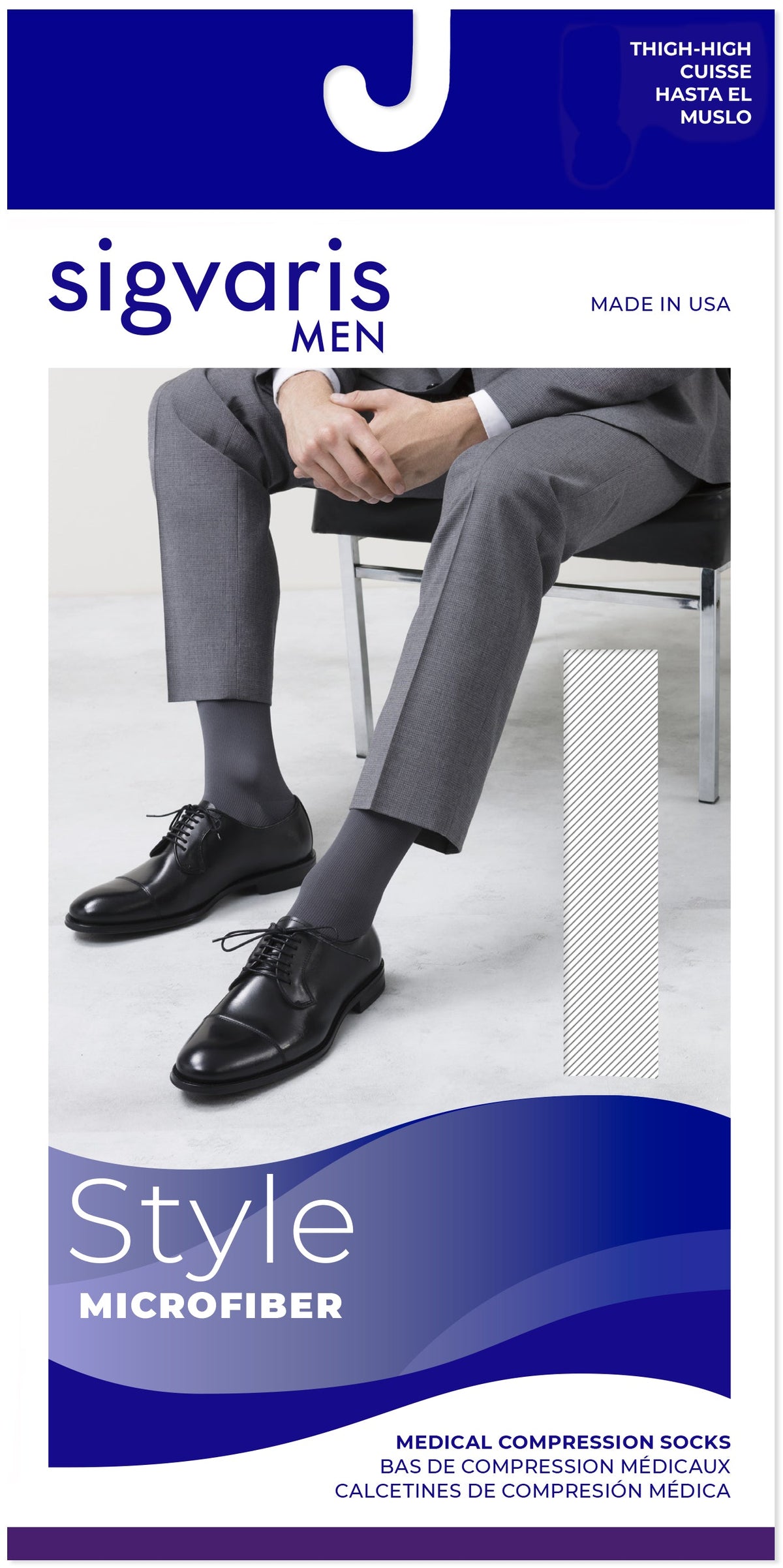 Sigvaris Style Microfiber 20-30 mmHg Thigh High Closed Toe for Men