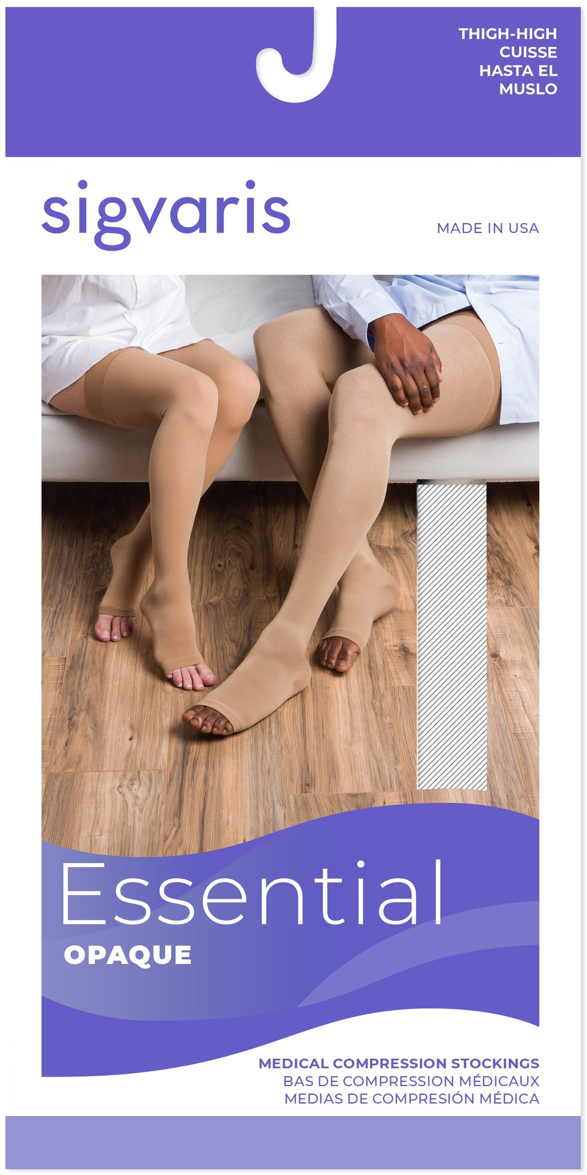 Sigvaris Essential Opaque 20-30 mmHg Thigh High Open Toe for Men