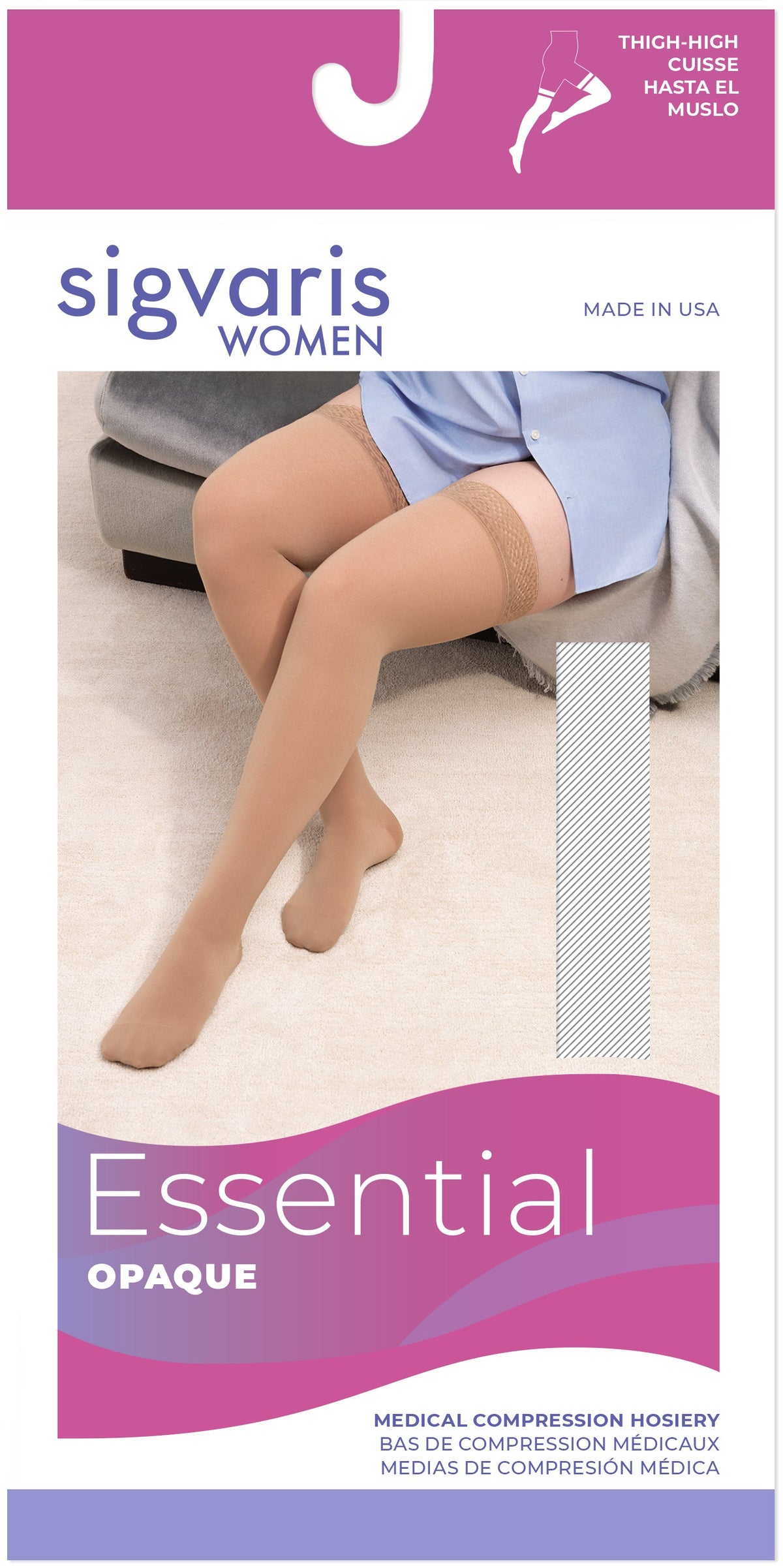 Sigvaris Essential Opaque 20-30 mmHg Thigh High Closed Toe for Women